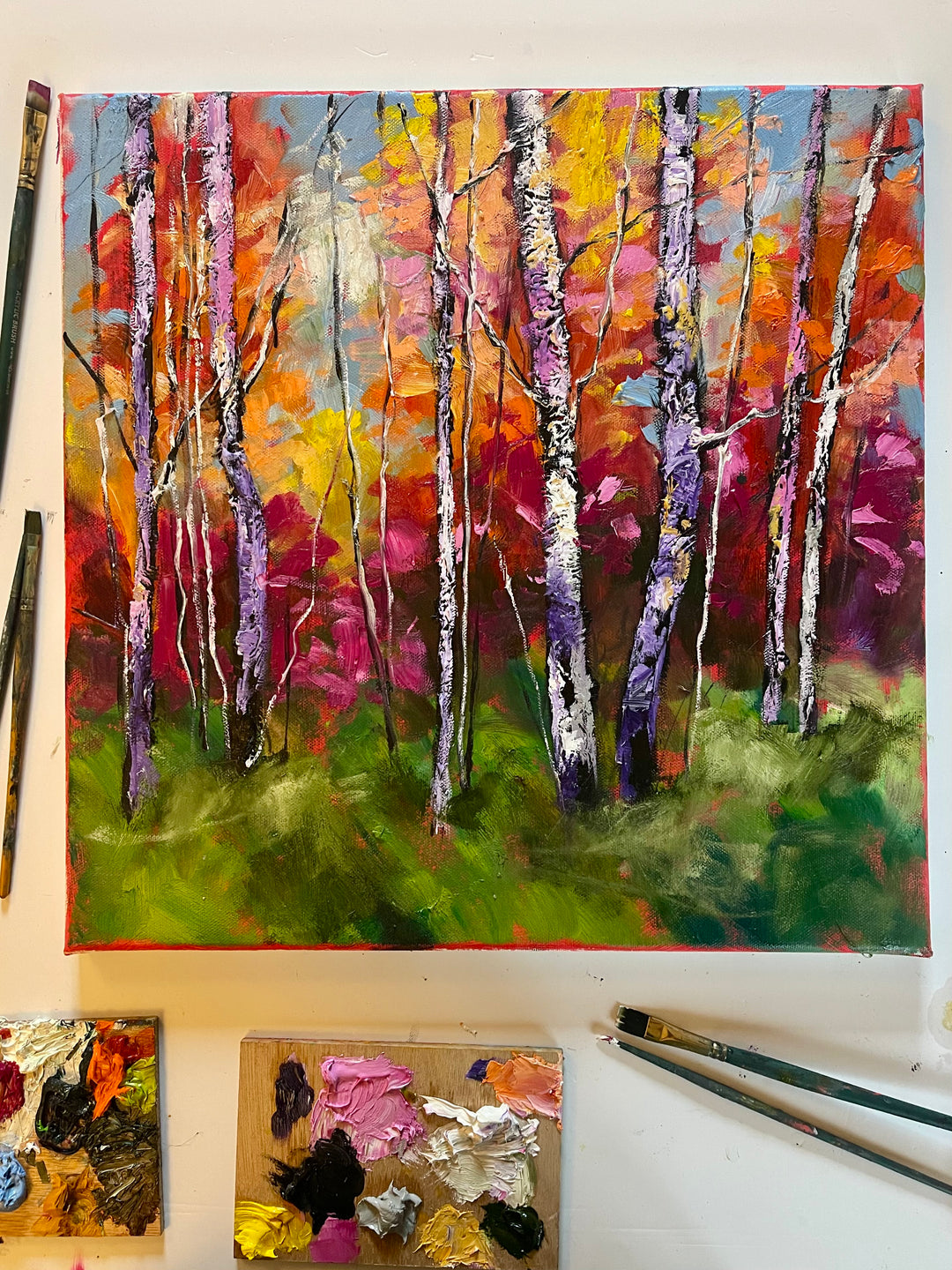 Painting A Silver Birch Wood in acrylics - a paint at home course